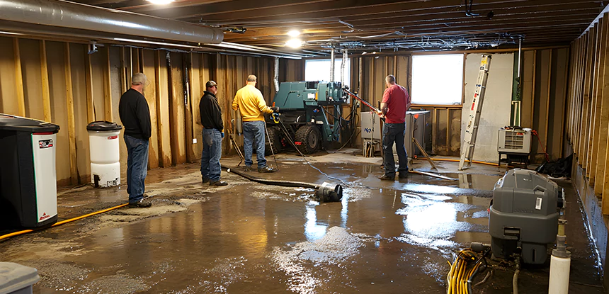 Cleaning Sewage From Basement Floor in Mount Berry
